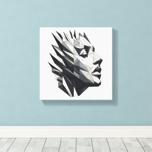 Rostro de mujer poligonal leinwanddruck (Insitu (Holzboden))