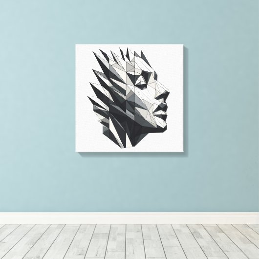 Rostro de mujer poligonal leinwanddruck (Insitu (Holzboden))