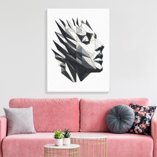 Rostro de mujer poligonal leinwanddruck (Insitu (Wohnzimmer))