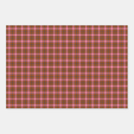 Rostrosa Karo-Tartan Retro-Farbe Geschenkpapier Set
