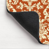 Rostrot & Beige Blumen-Damaskus-Muster Mousepad (Ecke)