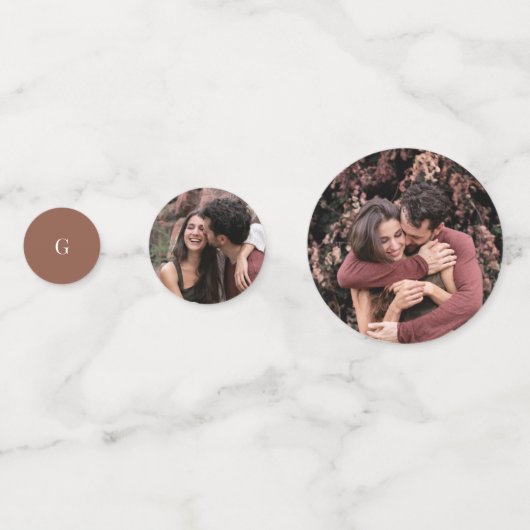 Rostrot | Handgeschriebenes Skript & Foto Hochzeit Konfetti (Vorderseiten)