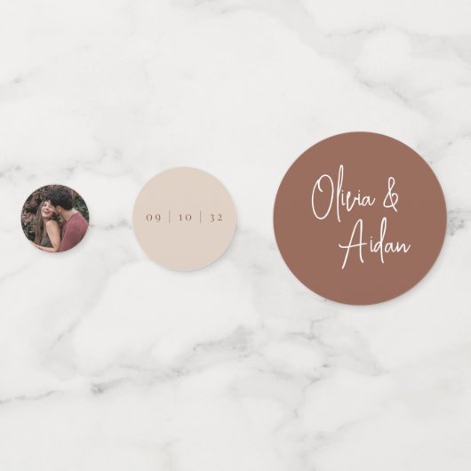 Rostrot | Handgeschriebenes Skript & Foto Hochzeit Konfetti (Rückseiten)