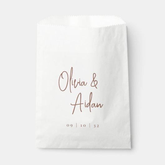 Rostrot | Moderne handgeschriebene Hochzeit Geschenktütchen (Vorderseite)