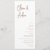 Rostrot | Moderne handgeschriebene Hochzeit Programm (Vorderseite)