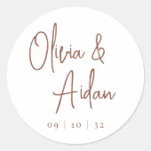 Rostrot | Moderne handgeschriebene Hochzeit Runder Aufkleber (Vorderseite)