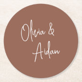 Rostrot | Moderne handgeschriebene Hochzeit Runder Pappuntersetzer (Vorderseite)