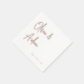 Rostrot | Moderne handgeschriebene Hochzeit Serviette (Ecke)