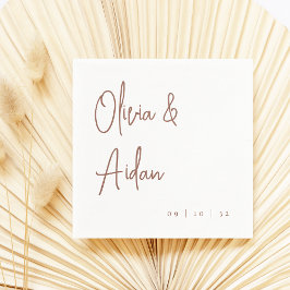 Rostrot | Moderne handgeschriebene Hochzeit Serviette