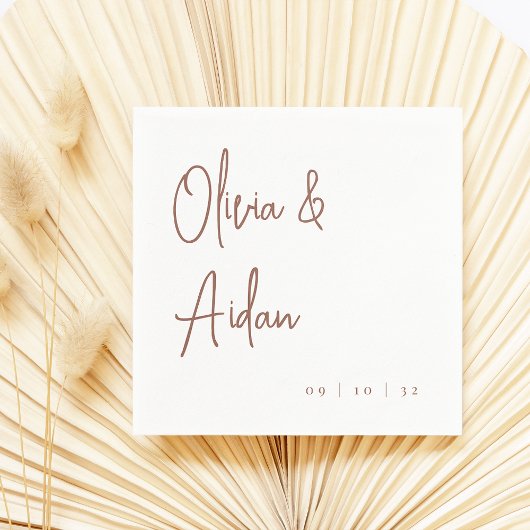 Rostrot | Moderne handgeschriebene Hochzeit Serviette