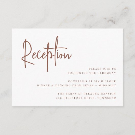 Rostrot | Moderne, handgeschriebene Skripthochzeit Begleitkarte (Vorderseite)