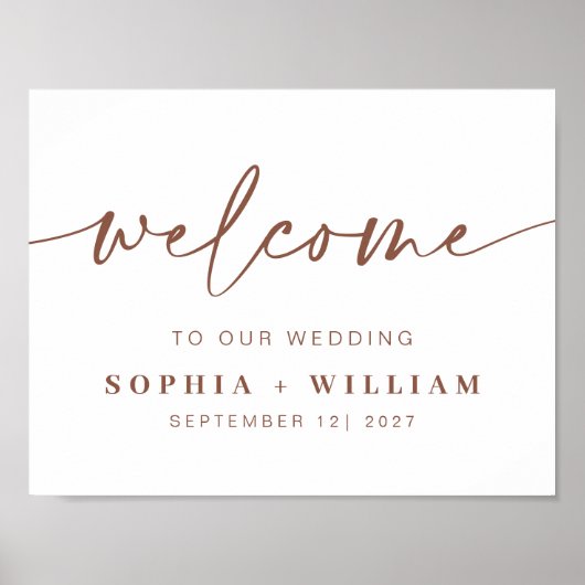 Rostrot | Modernes handgeschriebenes Hochzeitszeic Poster (Vorne)