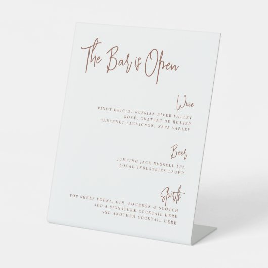 Rostrot | Modernes, handgeschriebenes Skript-Bar M Sockelschild (Vorderseite)