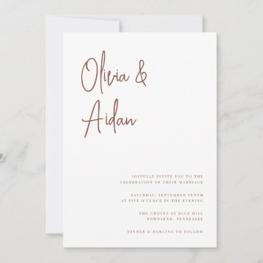 Rostrot | Modernes handgeschriebenes Skript Einladung (Vorderseite)