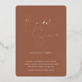Rostrot | Modernes Minimalistisches Script-Brautpa Folieneinladung (Vorderseite)
