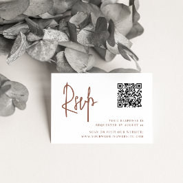 Rostrot | Modernes Script QR Code Wedding RSVP Begleitkarte