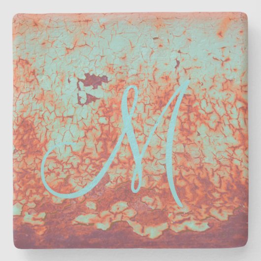 Rostrot | Monogramm Steinuntersetzer (Vorderseite)