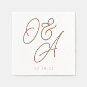Rostrot | Script Watermark Monogram Wedding Serviette (Vorderseite)