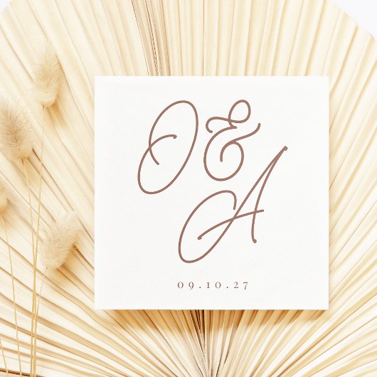 Rostrot | Script Watermark Monogram Wedding Serviette