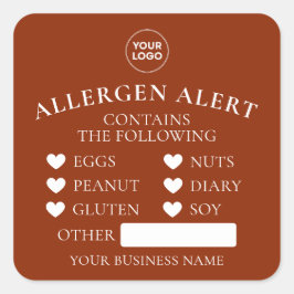 Rostrote Allergie-Warnbäckerei-Aufkleber für Kuche Quadratischer Aufkleber