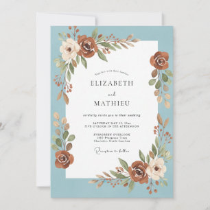 Rostrote Azurrose Hochzeit Einladung