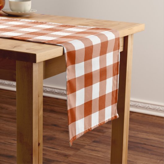 Rostroter Karo-Gingham-Tischläufer Kurzer Tischläufer (Beispiel)