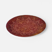 Rostroter Mandala Gold Glam Modern Chic Pappteller (Schrägansicht)