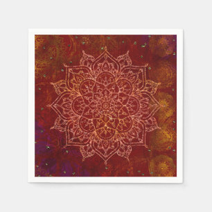 Rostroter Mandala Gold Glam Modern Chic Serviette