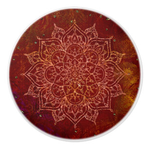 Rostroter Mandala-Gold-Glamour Moderner Chic Keramikknauf