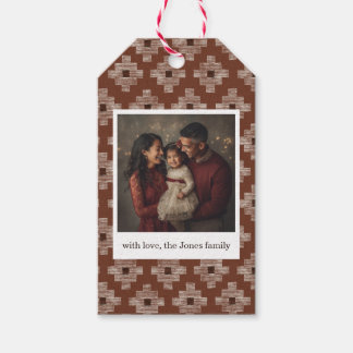 Rostrotes geometrisches Weihnachtsgeschenk-Tag - 1 Geschenkanhänger