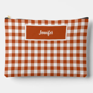 Rostrotes Karo-Gingham individuell Zubehörtasche