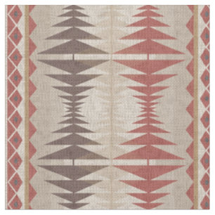 Rostrotes Taupe-Beige Dunkelbraunes Stammeskunst Stoff