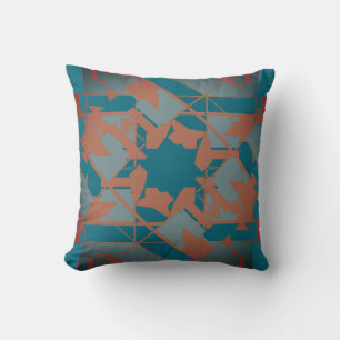 Rostschiefer Blau Aquamarin mediterrane Blumenmust Kissen