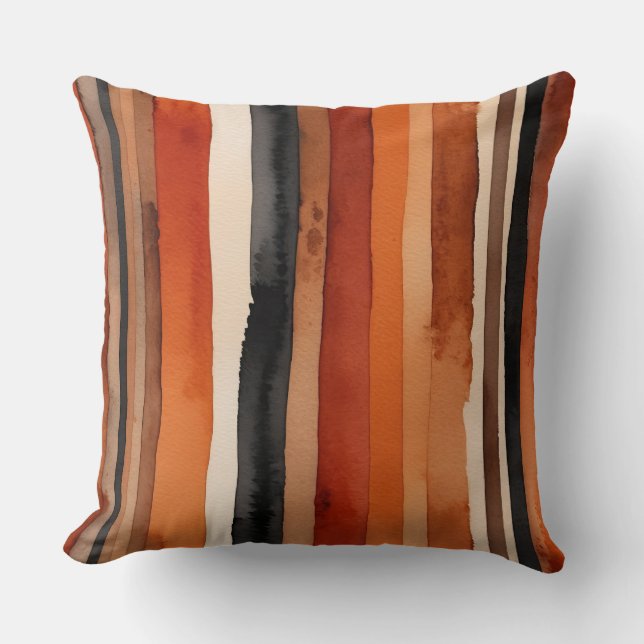 Rostschwarz und beige Streifen Kissen (Vorderseite)