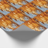 Roststahlblech, texturierter Hintergrund. Geschenkpapier (Ecke)