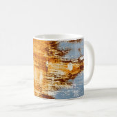 Roststahlblech, texturierter Hintergrund. Kaffeetasse (VorderseiteRechts)