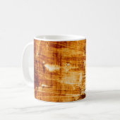 Roststahlblech, texturierter Hintergrund. Kaffeetasse (Vorderseite Links)