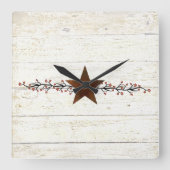 Roststar und Beeren Quadratische Wanduhr (Vorderseite)