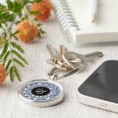 Rostweiße Imitate Diamanten Mandala mit Monogramm Schlüsselanhänger (Seite)