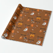 Rosty Brown Happy Halloween Niedlich Ghost Pumpkin Geschenkpapier (Ungerollt)