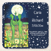 Roswell Alien Wedding Anniversary O Funny Custom Rechteckiger Pappuntersetzer (Vorderseite)