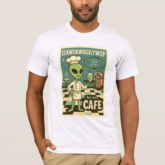 Roswell Außerirdischen Retro Diner der 50er Jahre T-Shirt (Vorderseite)