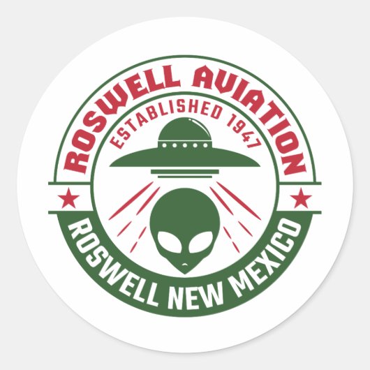 Roswell Aviation wurde 1947 gegründet Runder Aufkleber (Vorderseite)