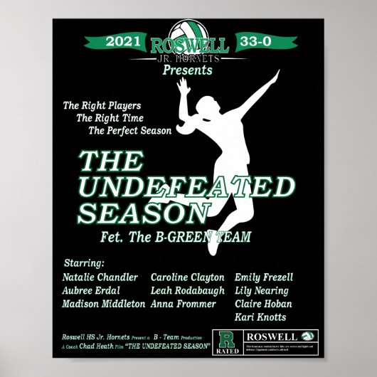 Roswell Jr. Hornets Unbesiegtes Saisonposter Poster (Vorne)