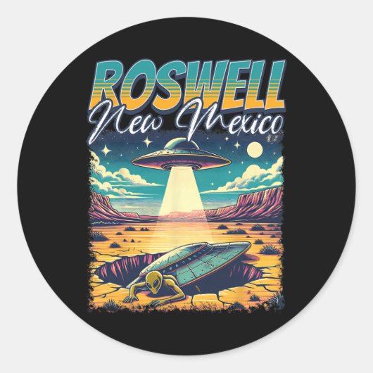 Roswell New Mexico 1947 Alien Abduction Ufo Crash Runder Aufkleber (Vorderseite)