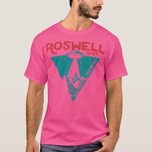 Roswell New Mexico 1947 Ufo Beam Flying Road Vinta T-Shirt (Vorderseite)