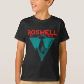 Roswell New Mexico 1947 Ufo Beam Flying Road Vinta T-Shirt (Vorderseite)
