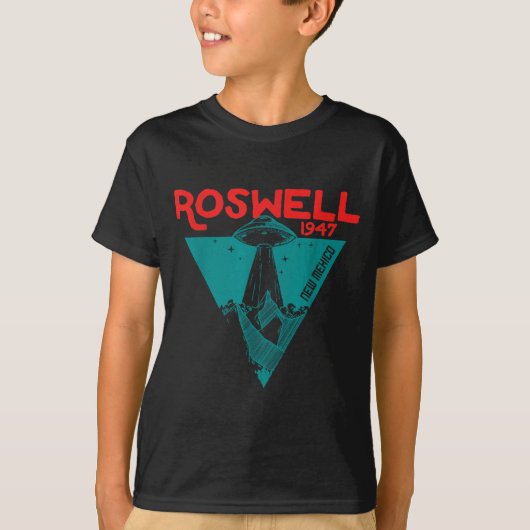 Roswell New Mexico 1947 Ufo Beam Flying Road Vinta T-Shirt (Vorderseite)