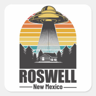 Roswell New Mexico Funny Alien UFO Gift Quadratischer Aufkleber