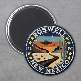Roswell New Mexico Nostalgic UFO Backdrop Magnet